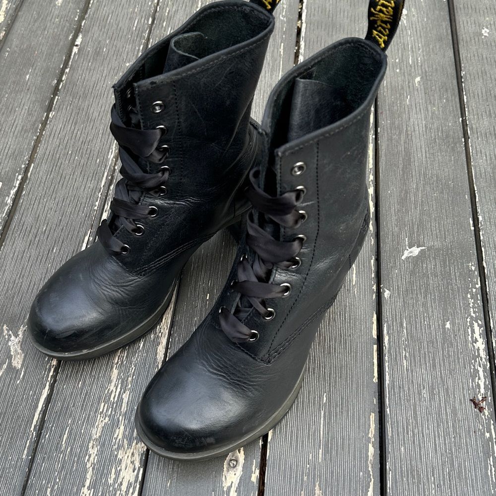 SOLD - Dr. Doc Marten’s Darcie Black High Heel Boots Womens 39 Size 8 - Picture 7 of 11